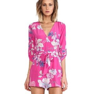 Yumi Kim silk floral pink romper